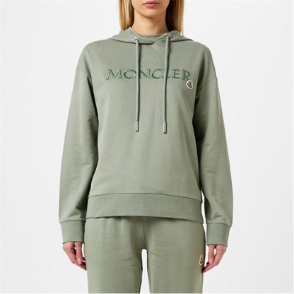 MONCLER Embroidered Logo Hoodie Women OTH Hoodies Green 92G for sale