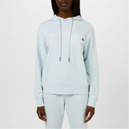 MONCLER Embroidered Logo Hoodie Women OTH Hoodies Light Blue 70S for sale