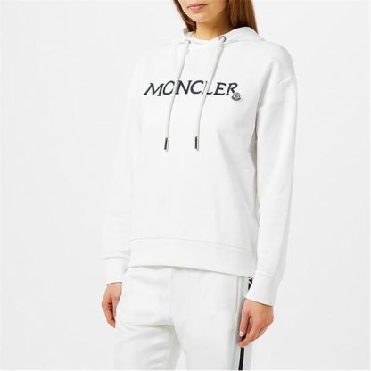 MONCLER Embroidered Logo Hoodie Women OTH Hoodies White 037 for sale