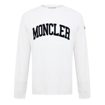 MONCLER Embroidered Logo Sweatshirt Men Crew Sweaters White 032 for sale