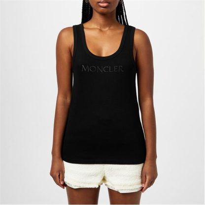 MONCLER Embroidered Logo Tank Women Tank Tops Black 999 for sale