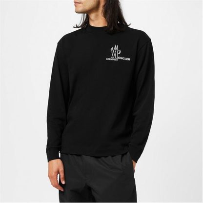 MONCLER GRENOBLE Logo Long Sleeve T-Shirt Men Black 999  for sale