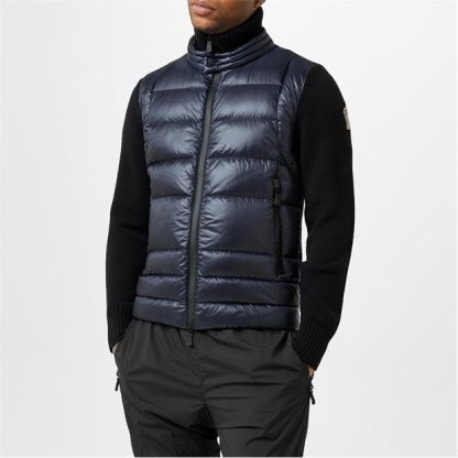 MONCLER GRENOBLE Quilted Shell And Stretch Wool Jacket Men Navy 771  for sale