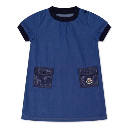 MONCLER Girl'S Poplin Dress Kids Denim Blue 757  for sale