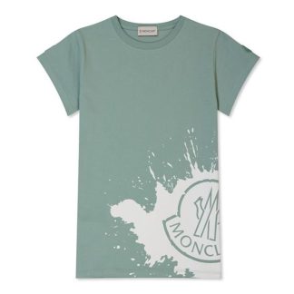 MONCLER Girls Logo T Shirt Dress Kids T-Shirt Dresses Aqua 813 for sale