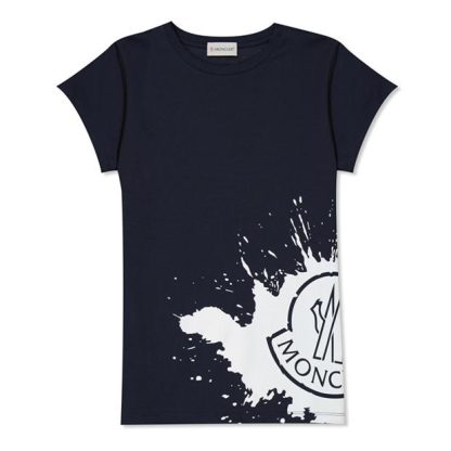 MONCLER Girls Logo T Shirt Dress Kids T-Shirt Dresses Navy 778 for sale