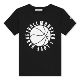 MONCLER Graphic Basketball Print T-Shirt Kids Regular Fit T-Shirts Black 999 for sale