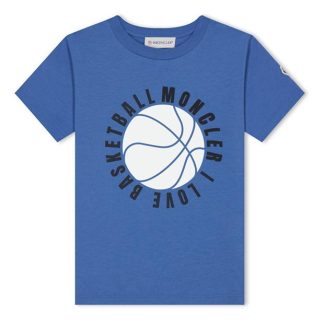 MONCLER Graphic Basketball Print T-Shirt Kids Regular Fit T-Shirts Sky Blue 710 for sale