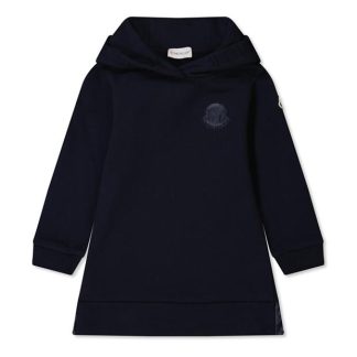 MONCLER Hooded Logo Dress Girls Kids Hoodie Dresses Navy 778 for sale