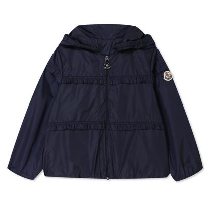 MONCLER Junior Girls Ruffle Hiti Jacket Kids Navy 778  for sale