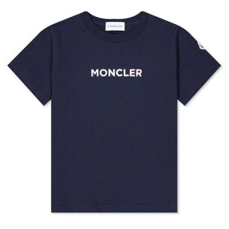 MONCLER Juniors Logo T-Shirt Kids Regular Fit T-Shirts Navy 778 for sale