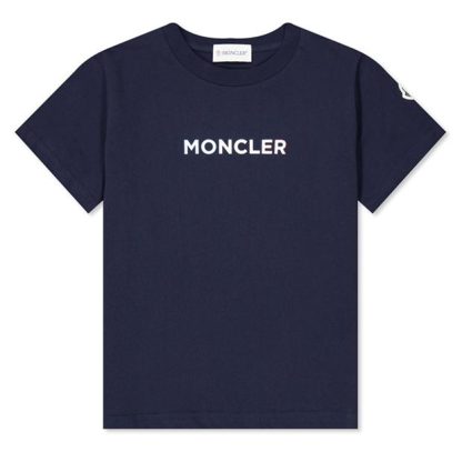 MONCLER Juniors Logo T-Shirt Kids Regular Fit T-Shirts Navy 778 for sale