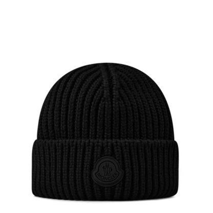 MONCLER Knitted Beanie Unisex Black 999  for sale