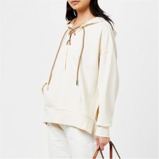 MONCLER Lace Up Hoodie Women Cream 050  for sale