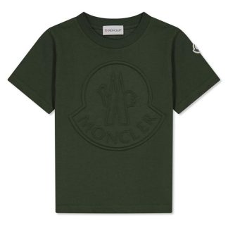 MONCLER Large Logo T-Shirt Juniors Kids Regular Fit T-Shirts Green 830 for sale