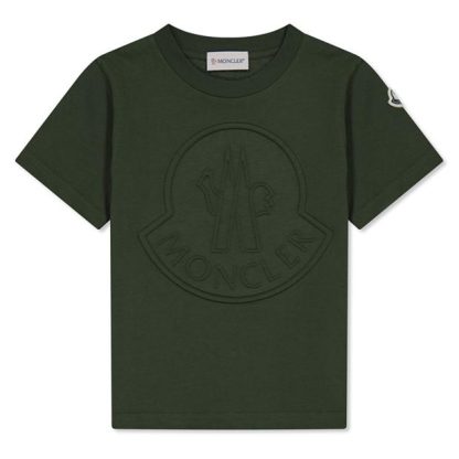 MONCLER Large Logo T-Shirt Juniors Kids Regular Fit T-Shirts Green 830 for sale