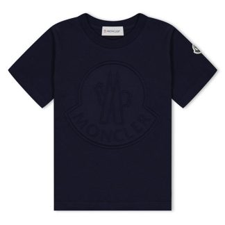 MONCLER Large Logo T-Shirt Juniors Kids Regular Fit T-Shirts Navy 778 for sale