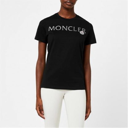 MONCLER Large Logo T Shirt Women Black 999  for sale