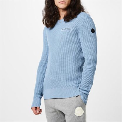 MONCLER Logo Arm Knit Jumper Men Sky 721  for sale