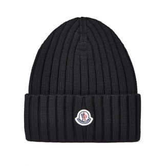 MONCLER Logo Beanie Women Beanies Black 999 for sale