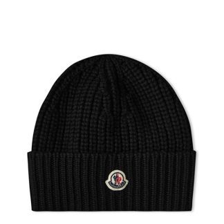 MONCLER Logo Beanie Women Beanies Black 999 for sale