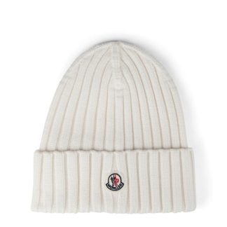 MONCLER Logo Beanie Women Beanies White 030 for sale