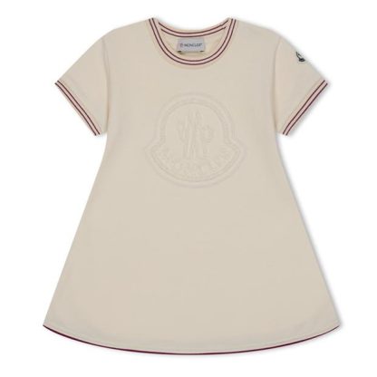 MONCLER Logo Dress With Contrasting Trims Junior Kids Cream 050  for sale