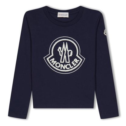 MONCLER Logo Long Sleeved T-Shirt Juniors Kids Long Sleeve T-Shirts Navy 778 for sale