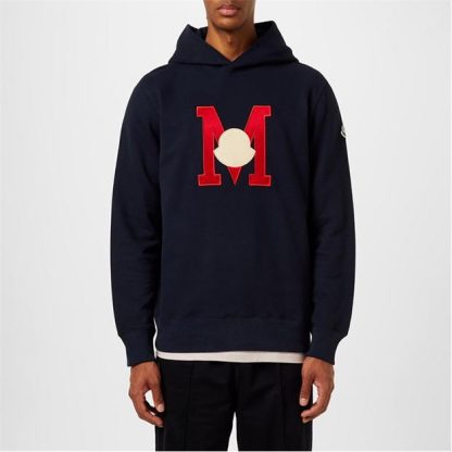 MONCLER Logo Patch Cotton Hoodie Men OTH Hoodies Navy 778 for sale