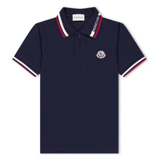 MONCLER Logo Polo Shirt Junior Boys Kids Short Sleeve Polos Navy 778 for sale