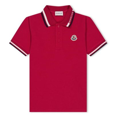 MONCLER Logo Polo Shirt Junior Boys Kids Short Sleeve Polos Red 456 for sale