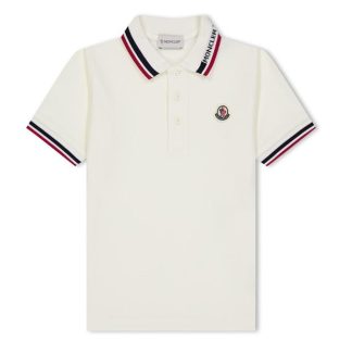 MONCLER Logo Polo Shirt Junior Boys Kids Short Sleeve Polos White 034 for sale