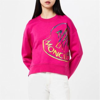 MONCLER Logo Printed Sweatshirt Women Pink 536  for sale