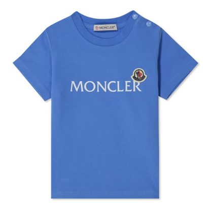 MONCLER Logo T-Shirt Infants Kids Regular Fit T-Shirts Pale Blue 707 for sale