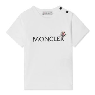 MONCLER Logo T-Shirt Infants Kids Regular Fit T-Shirts White 002 for sale