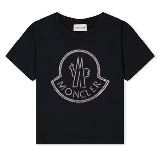 MONCLER Logo T-Shirt Junior Girls Kids Regular Fit T-Shirts Black 999 for sale