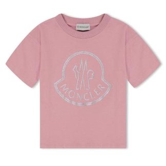 MONCLER Logo T-Shirt Junior Girls Kids Regular Fit T-Shirts Pink 52K for sale