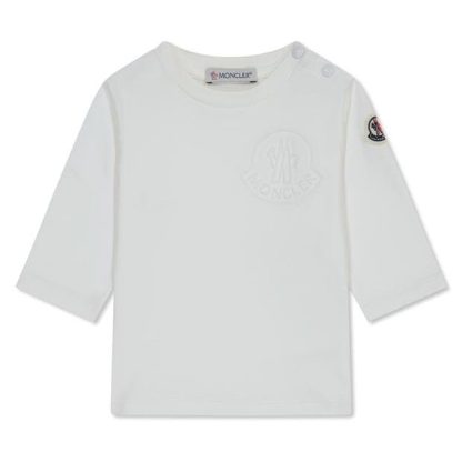 MONCLER Logo T-Shirt Kids Long Sleeve T-Shirts Cream 034 for sale