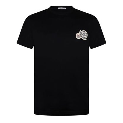 MONCLER Logo T-Shirt Men Regular Fit T-Shirts Black 999 for sale