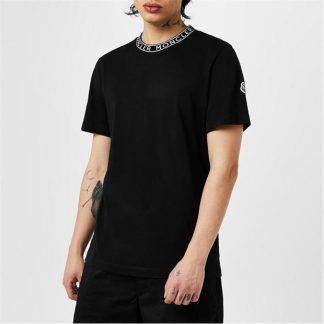 MONCLER Logo T-Shirt Men Regular Fit T-Shirts Black 999 for sale