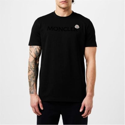 MONCLER Logo T-Shirt Men Regular Fit T-Shirts Black 999 for sale