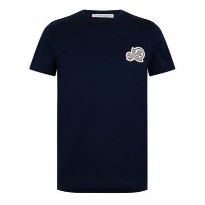 MONCLER Logo T-Shirt Men Regular Fit T-Shirts Medium Blue 773 for sale