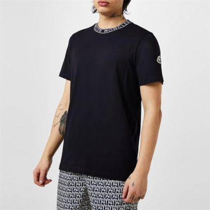 MONCLER Logo T-Shirt Men Regular Fit T-Shirts Navy 778 for sale