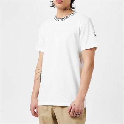 MONCLER Logo T-Shirt Men Regular Fit T-Shirts White 001 for sale