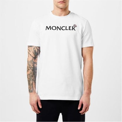 MONCLER Logo T-Shirt Men Regular Fit T-Shirts White 001 for sale