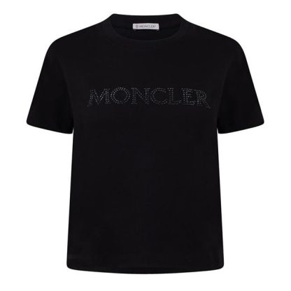 MONCLER Logo T Shirt Women Black 999  for sale