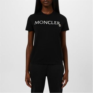 MONCLER Logo T-Shirt Women Slim Fit T-Shirts Black 999 for sale