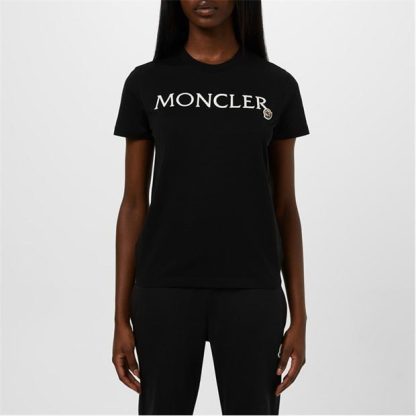 MONCLER Logo T-Shirt Women Slim Fit T-Shirts Black 999 for sale