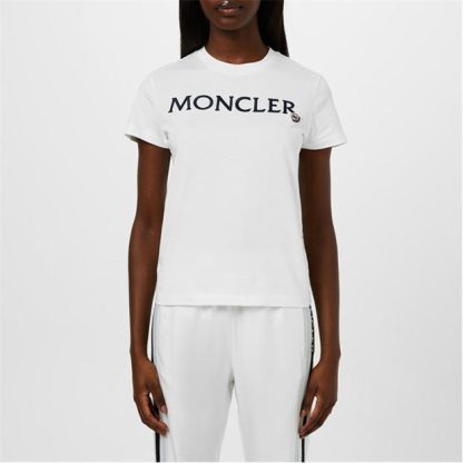 MONCLER Logo T-Shirt Women Slim Fit T-Shirts White 037 for sale