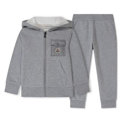 MONCLER Logo Tracksuit Set Kids Clothing Sets Grey 980 for sale